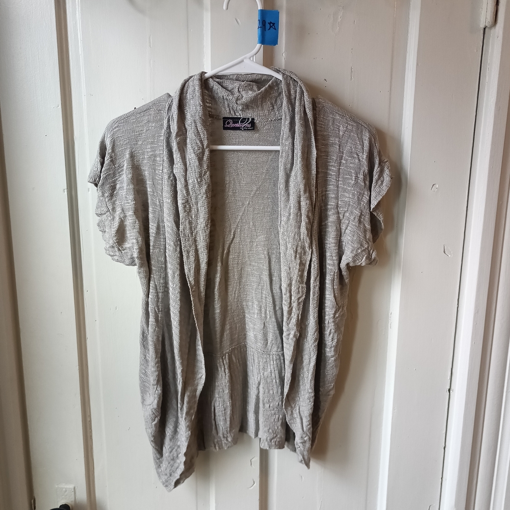 Chic Light Gray Open-Front Blouse
